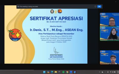 UNDIP ELECTRICAL ENGINEERING STUDENTS CLASS OF 2023 HOLD WEBINAR ON UTILIZATION OF WASTE FOR ELECTRICAL ENERGY