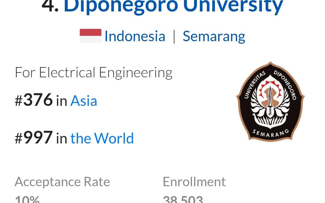 DIPONEGORO UNIVERSITY’S ELECTRICAL ENGINEERING PROGRAM RANKED 4TH NATIONALLY BY EDURANK 2026